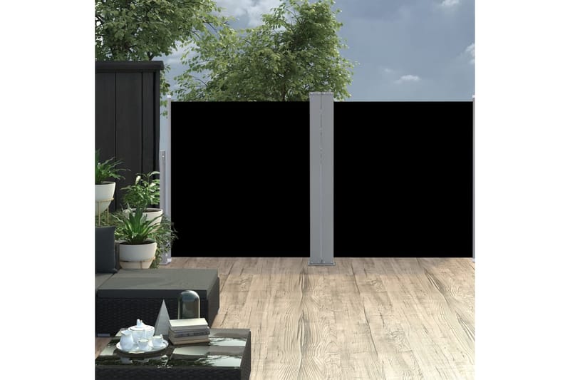 Uttrekkbar sidemarkise 120x600 cm svart - Hagemøbler & utemiljø - Solbeskyttelse - Markiser - Sidemarkise