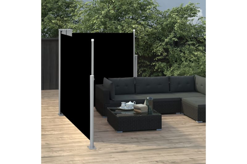 Uttrekkbar sidemarkise 120x600 cm svart - Hagemøbler & utemiljø - Solbeskyttelse - Markiser - Sidemarkise