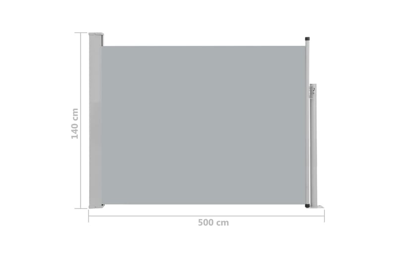 Uttrekkbar sidemarkise 140x500 cm grå - Hagemøbler & utemiljø - Solbeskyttelse - Markiser - Sidemarkise