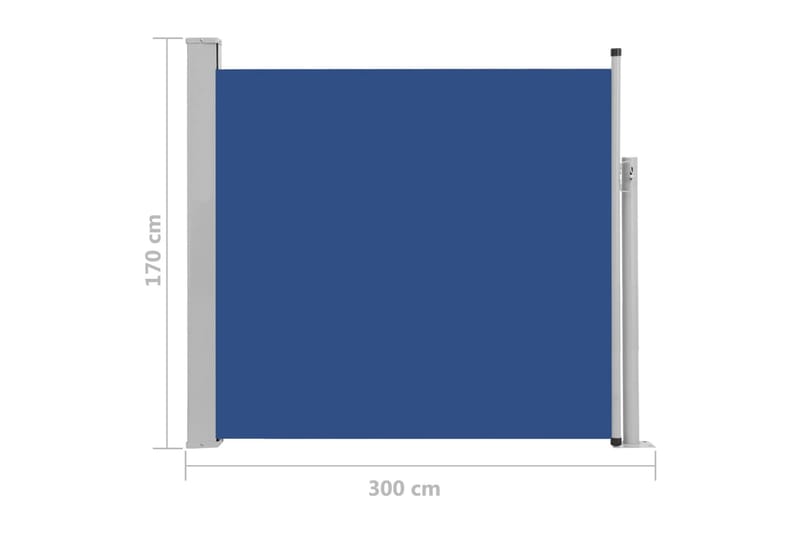 Uttrekkbar sidemarkise 170x300 cm blå - Hagemøbler & utemiljø - Solbeskyttelse - Markiser - Sidemarkise