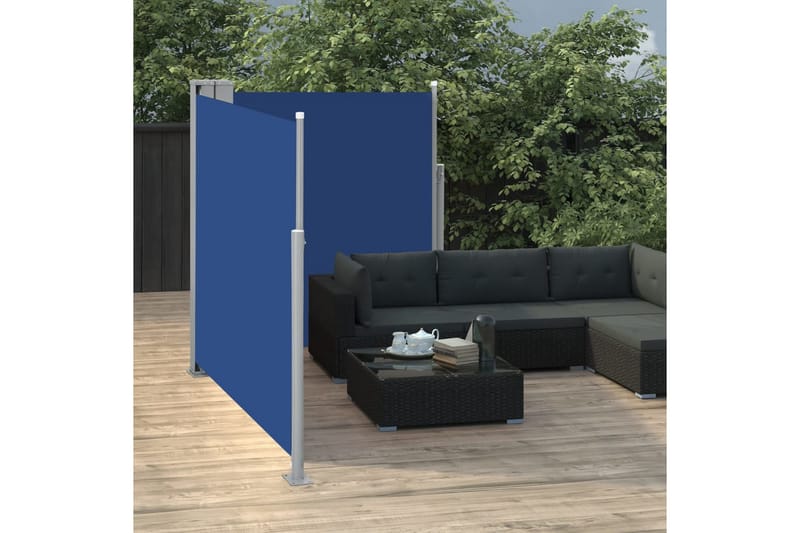 Uttrekkbar sidemarkise 170x600 cm blå - Hagemøbler & utemiljø - Solbeskyttelse - Markiser - Sidemarkise