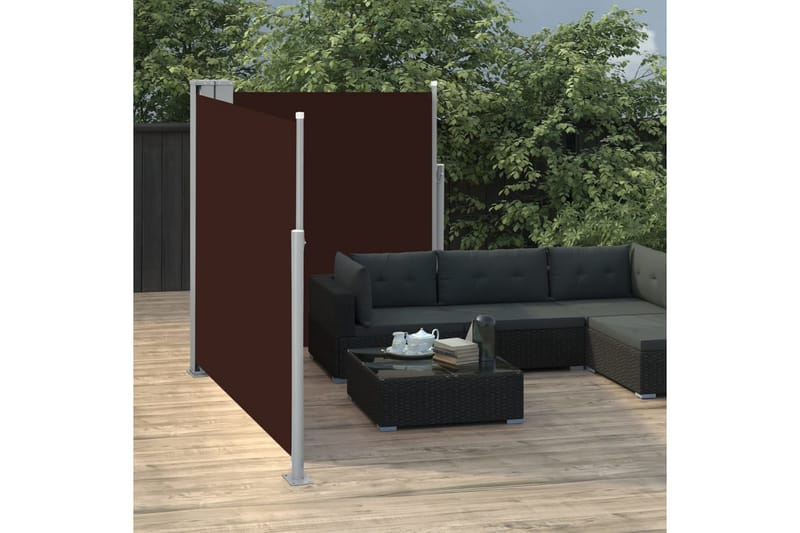 Uttrekkbar sidemarkise 170x600 cm brun - Hagemøbler & utemiljø - Solbeskyttelse - Markiser - Sidemarkise