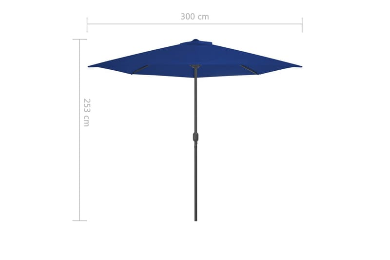 Balkongparasoll med aluminiumsstang blå 300x150x253 cm halv - Blå - Hagemøbler & utemiljø - Solbeskyttelse - Parasoller - Balkongparasoll