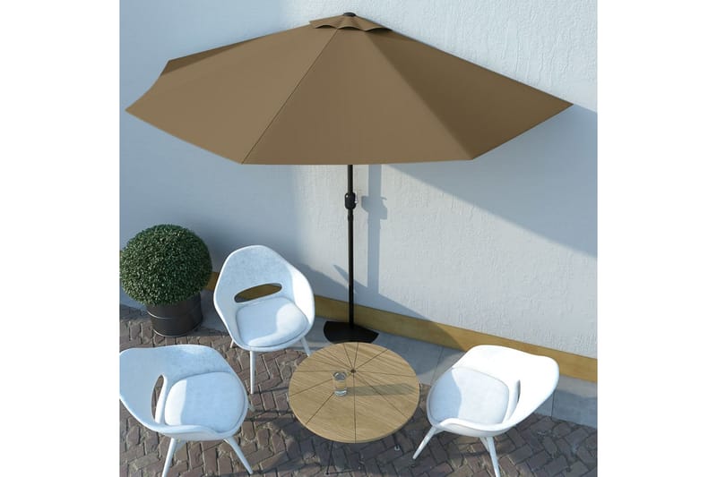 Balkongparasoll med aluminiumsstang gråbrun 300x150 cm halv - Beige - Hagemøbler & utemiljø - Solbeskyttelse - Parasoller - Balkongparasoll