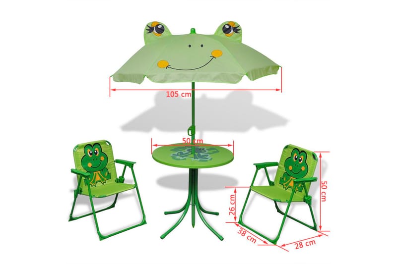 Hagegruppe til barn med parasoll 3 deler grønn - Grønn - Hagemøbler & utemiljø - Solbeskyttelse - Parasoller