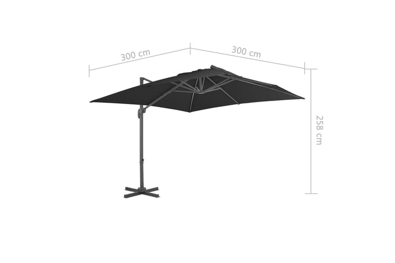 Hengeparasoll med aluminiumstang 3x3 m svart - Hagemøbler & utemiljø - Solbeskyttelse - Parasoller - Hengeparasoll