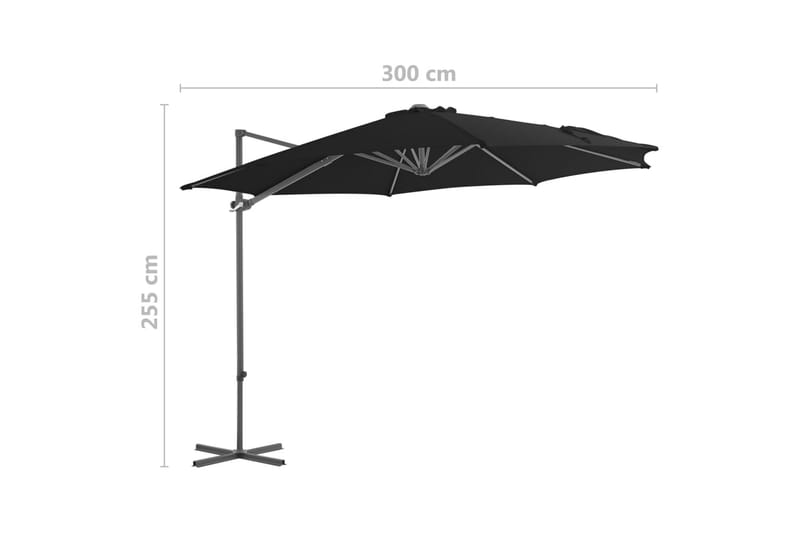 Hengeparasoll med stålstang 300 cm svart - Svart - Hagemøbler & utemiljø - Solbeskyttelse - Parasoller