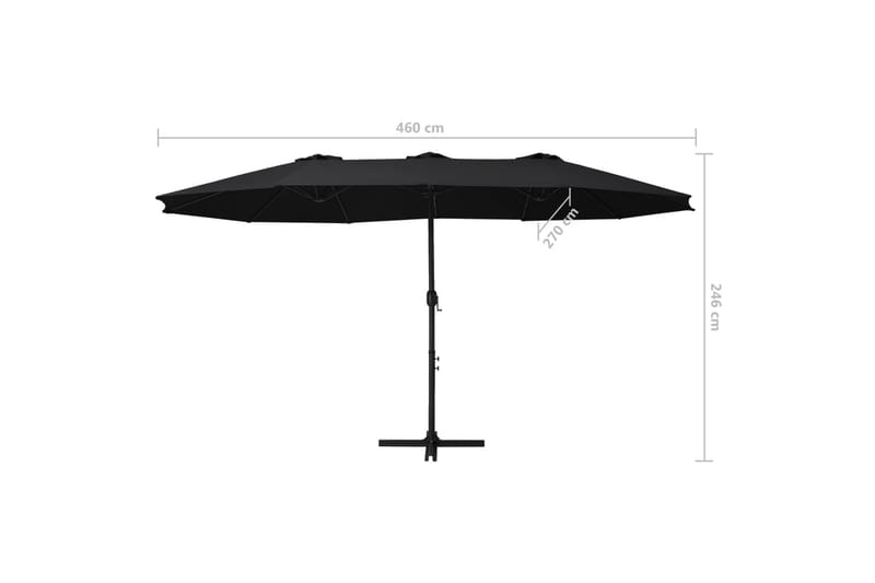 Parasol med aluminiumsstang 460x270 cm svart - Parasoller