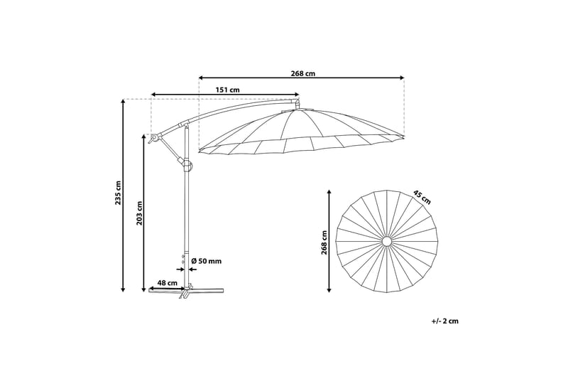 Parasoll Calabria Ii 235 cm - Grå - Hagemøbler & utemiljø - Solbeskyttelse - Parasoller