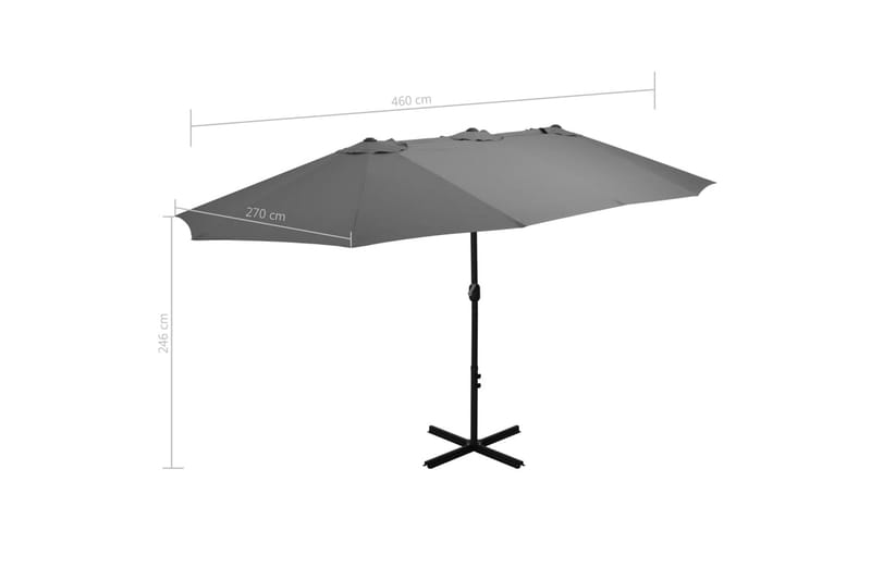 Parasoll med aluminiumsstang 460x270 cm antrasitt - Grå - Hagemøbler & utemiljø - Solbeskyttelse - Parasoller