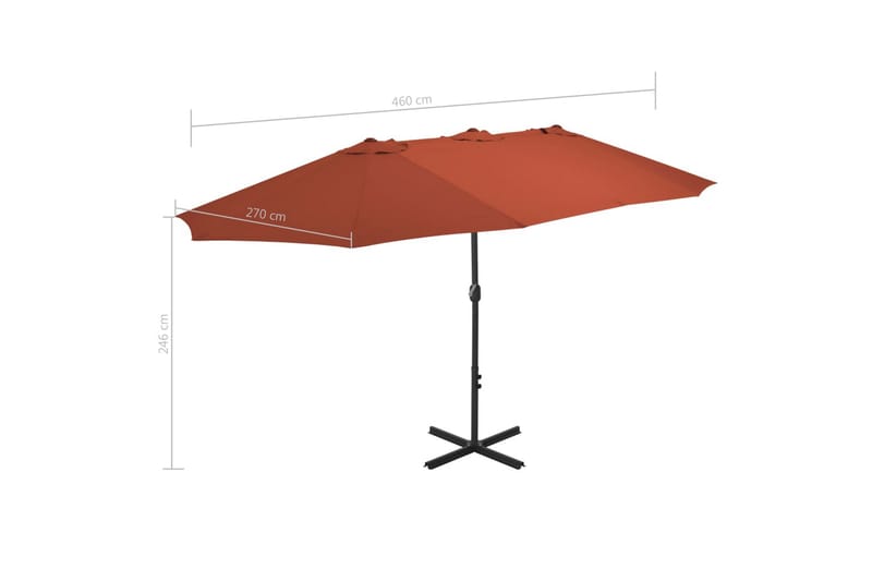 Parasoll med aluminiumsstang 460x270 cm terrakotta - Orange - Hagemøbler & utemiljø - Solbeskyttelse - Parasoller