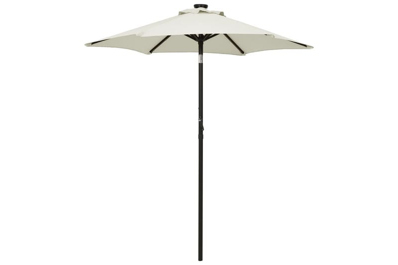 Parasoll med LED-lys sand 200x211 cm aluminium - Hagemøbler & utemiljø - Solbeskyttelse - Parasoller