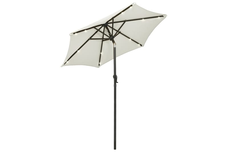 Parasoll med LED-lys sand 200x211 cm aluminium - Hagemøbler & utemiljø - Solbeskyttelse - Parasoller