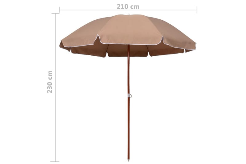 Parasoll med stålstang 240 cm gråbrun - Brun - Hagemøbler & utemiljø - Solbeskyttelse - Parasoller