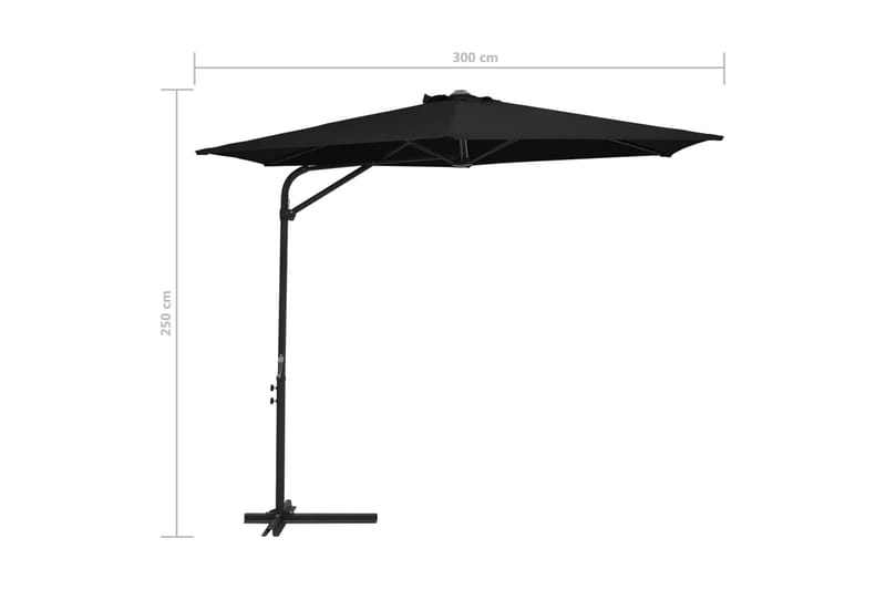 Parasoll med stålstang 300 cm svart - Hagemøbler & utemiljø - Solbeskyttelse - Parasoller