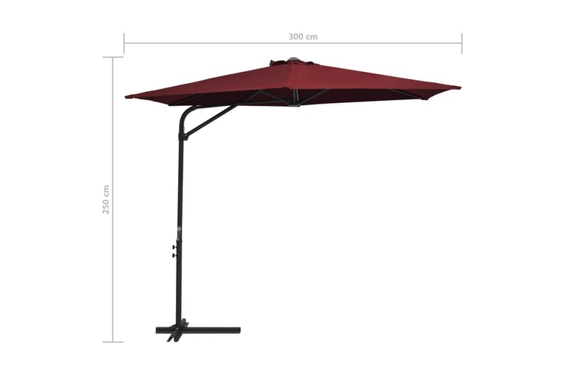 Parasoll med stålstang 300 cm vinrød - Hagemøbler & utemiljø - Solbeskyttelse - Parasoller