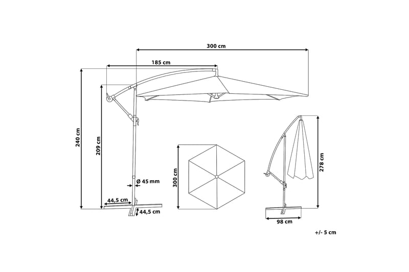 Parasoll Ravenna 240 cm - Rød - Hagemøbler & utemiljø - Solbeskyttelse - Parasoller