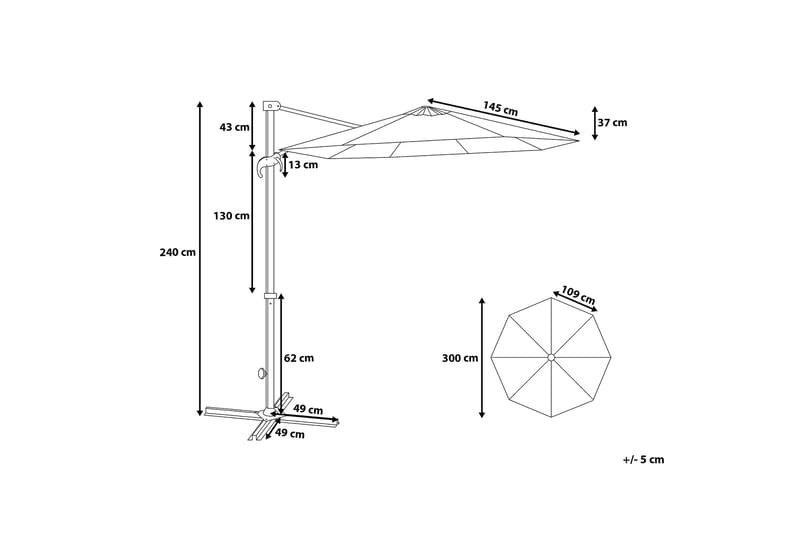 Parasoll Savona 240 cm - Grå - Hagemøbler & utemiljø - Solbeskyttelse - Parasoller