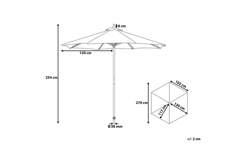 Parasoll Toscana 254 cm - Grønn - Hagemøbler & utemiljø - Solbeskyttelse - Parasoller