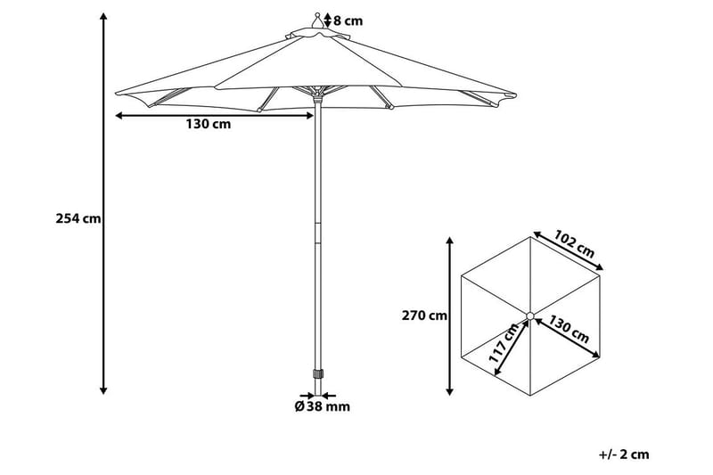 Parasoll Toscana 254 cm - Grønn - Hagemøbler & utemiljø - Solbeskyttelse - Parasoller