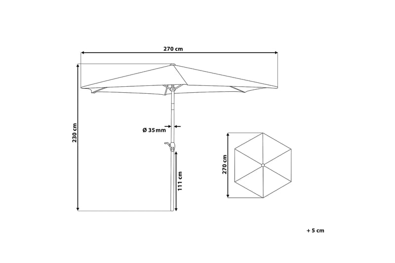 Parasoll Varese Ii 230 cm - Grå - Hagemøbler & utemiljø - Solbeskyttelse - Parasoller