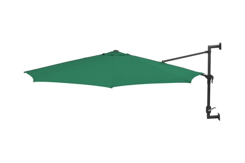 Veggmontert parasoll med stålstang 300 cm grønn - Grønn - Hagemøbler & utemiljø - Solbeskyttelse - Parasoller