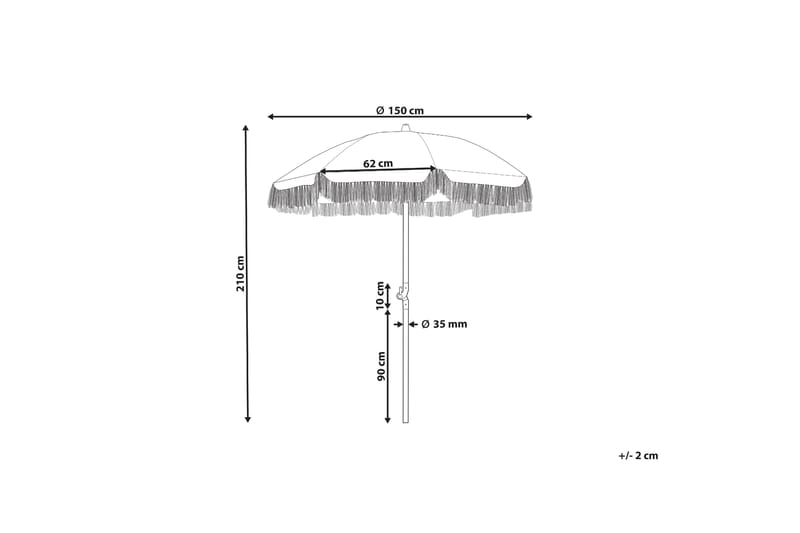 Parasolll Teulon 150 cm - Blå/Hvit/Lysebrun - Hagemøbler & utemiljø - Solbeskyttelse - Parasoller