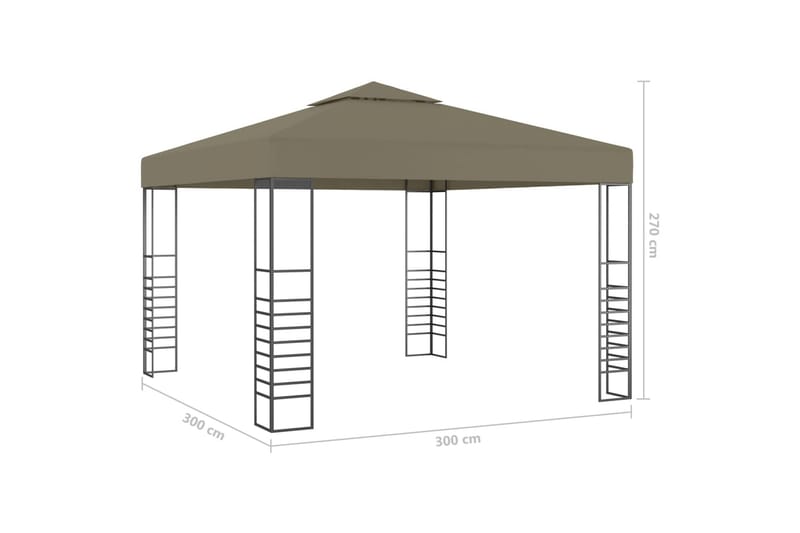 Hagepaviljong med lysslynge 3x3 m gråbrun 180 g/m² - Taupe - Hagemøbler & utemiljø - Solbeskyttelse - Paviljong - Komplett paviljong