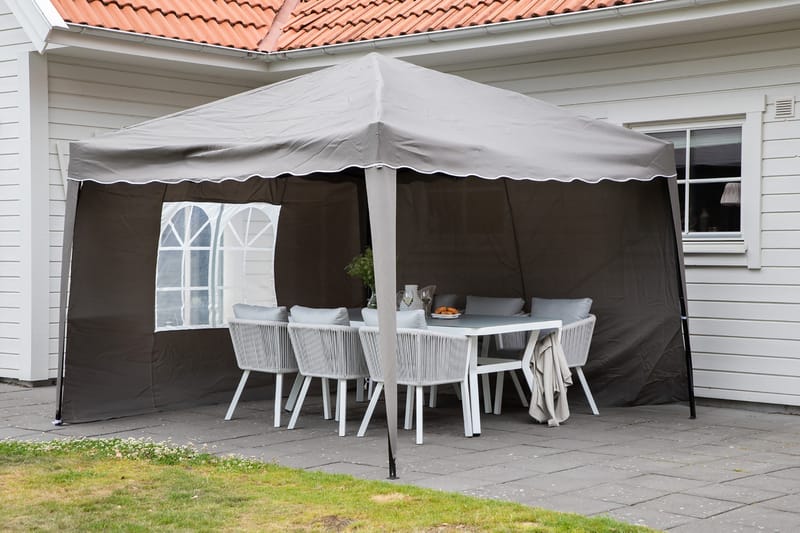 Easy up Paviljong 295x295 cm - Hvit/brun - Hagemøbler & utemiljø - Solbeskyttelse - Paviljong - Komplett paviljong