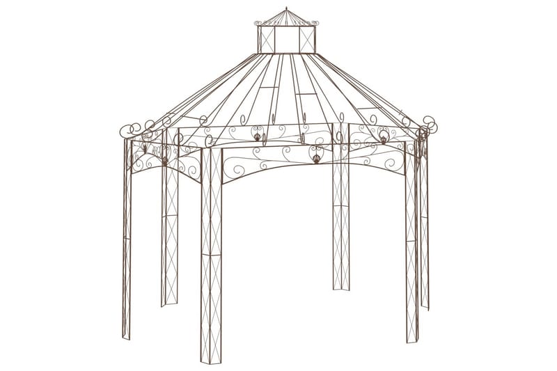 Hagepaviljong antikk brun 400x258x378 cm jern - Brun - Hagemøbler & utemiljø - Solbeskyttelse - Paviljong - Komplett paviljong