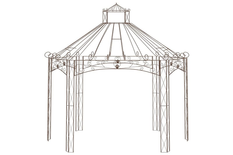 Hagepaviljong antikk brun 400x258x378 cm jern - Brun - Hagemøbler & utemiljø - Solbeskyttelse - Paviljong - Komplett paviljong