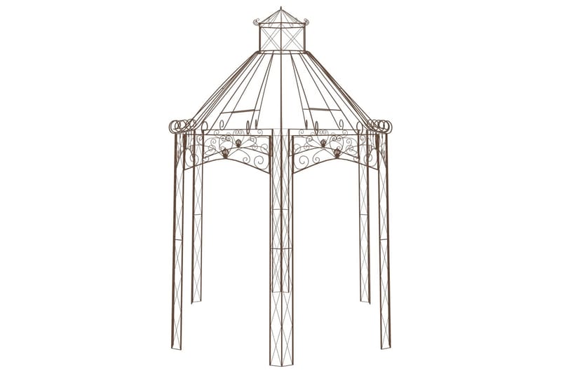 Hagepaviljong antikk brun 400x258x378 cm jern - Brun - Hagemøbler & utemiljø - Solbeskyttelse - Paviljong - Komplett paviljong