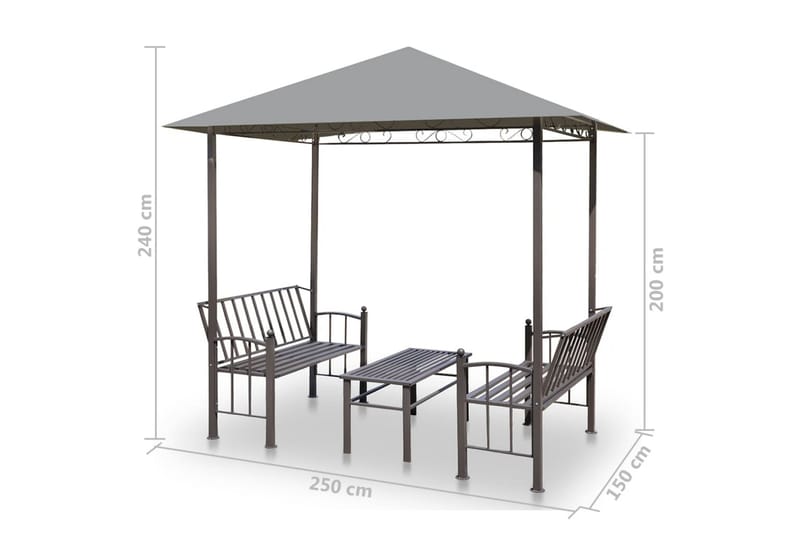 Hagepaviljong med bord og benker 2,5x1,5x2,4 m antrasitt - Hagemøbler & utemiljø - Solbeskyttelse - Paviljong - Komplett paviljong