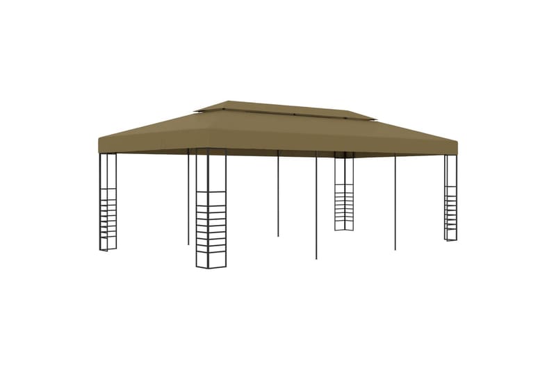 Hagetelt 6x3x2,7 m gråbrun 180 g/m² - Taupe - Hagemøbler & utemiljø - Solbeskyttelse - Paviljong - Komplett paviljong