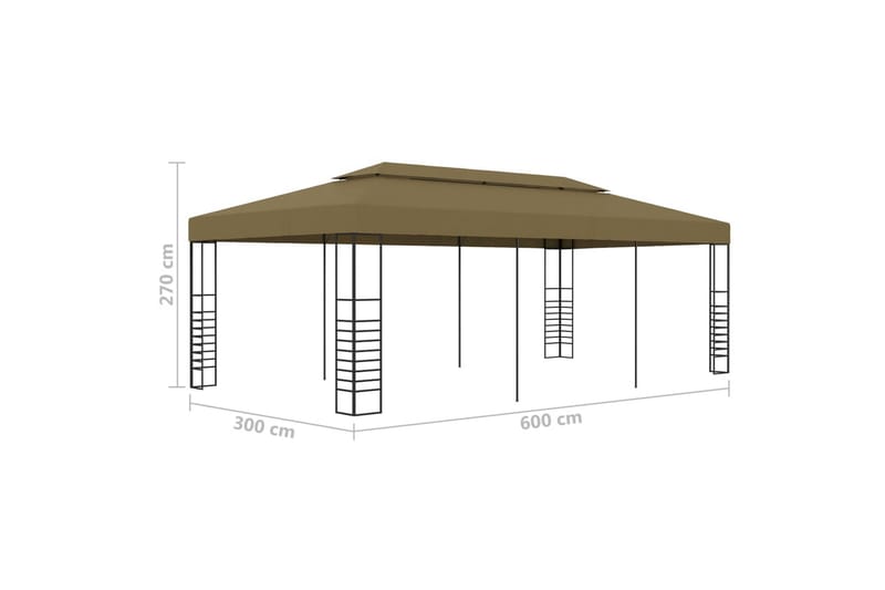 Hagetelt 6x3x2,7 m gråbrun 180 g/m² - Taupe - Hagemøbler & utemiljø - Solbeskyttelse - Paviljong - Komplett paviljong