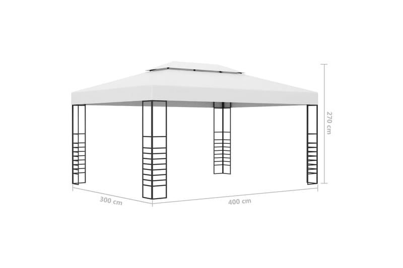 Hagetelt pulverlakkert stål 4x3x2,7 m antrasitt - Hvit - Hagemøbler & utemiljø - Solbeskyttelse - Paviljong - Komplett paviljong