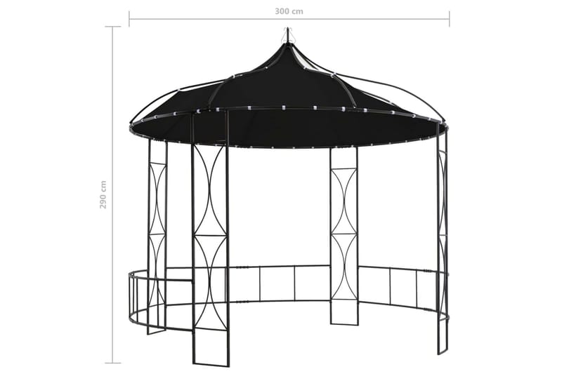 Paviljong 300x290 cm antrasitt rund - Hagemøbler & utemiljø - Solbeskyttelse - Paviljong - Komplett paviljong