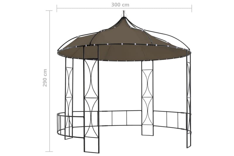 Paviljong 300x290 cm gråbrun rund - Taupe - Hagemøbler & utemiljø - Solbeskyttelse - Paviljong - Komplett paviljong