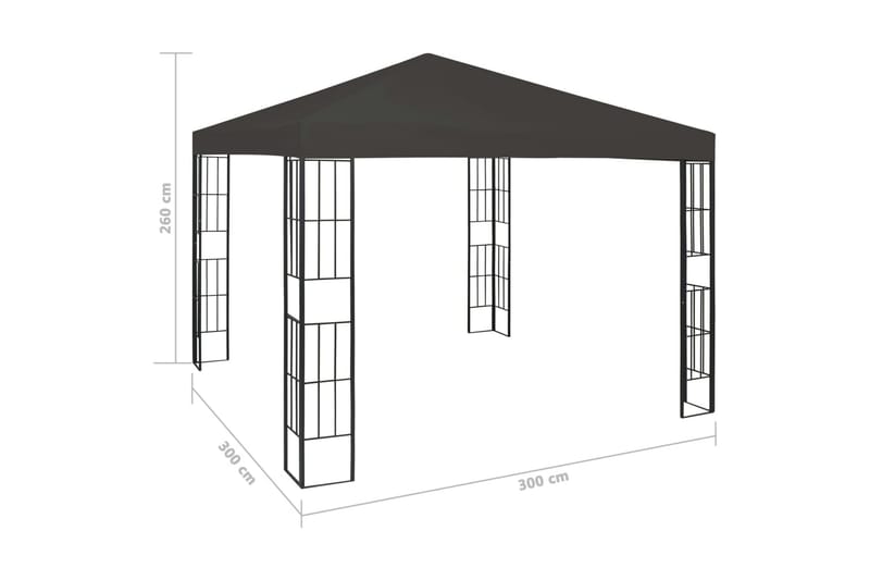 Paviljong 3x3 m antrasitt - Grå - Hagemøbler & utemiljø - Solbeskyttelse - Paviljong - Komplett paviljong