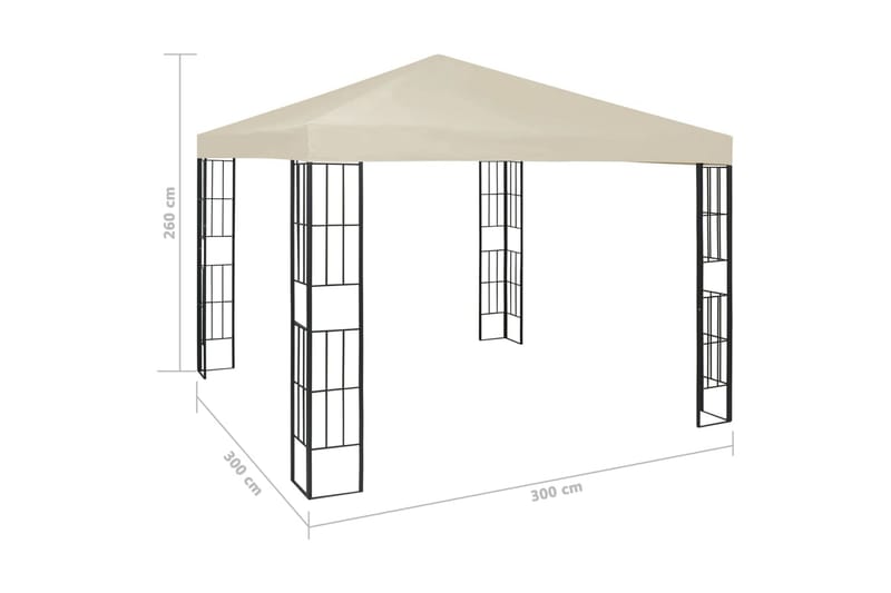 Paviljong 3x3 m kremhvit - Krem - Hagemøbler & utemiljø - Solbeskyttelse - Paviljong - Komplett paviljong