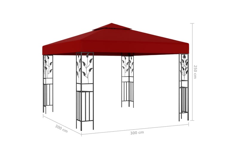 Paviljong 3x3 m vinrød - Rød - Hagemøbler & utemiljø - Solbeskyttelse - Paviljong - Komplett paviljong