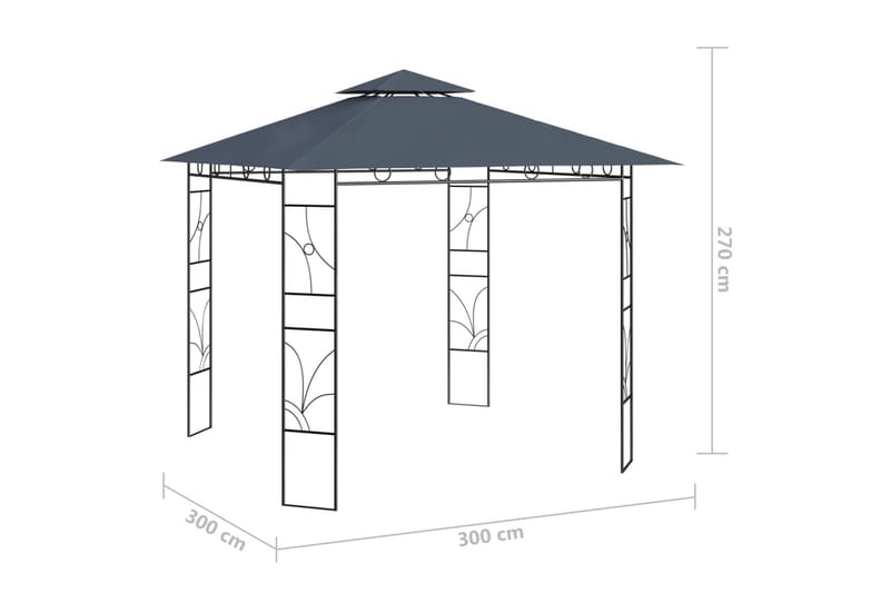 Paviljong 3x3x2,7 m antrasitt 160 g/m² - Antrasittgrå - Hagemøbler & utemiljø - Solbeskyttelse - Paviljong - Komplett paviljong