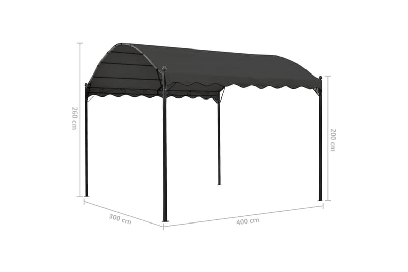 Paviljong 3x4 m antrasitt - Grå - Hagemøbler & utemiljø - Solbeskyttelse - Paviljong - Komplett paviljong