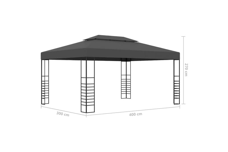 Paviljong 3x4 m antrasitt - Grå - Hagemøbler & utemiljø - Solbeskyttelse - Paviljong - Komplett paviljong