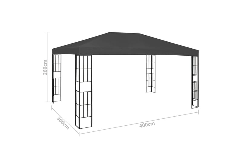 Paviljong 3x4 m antrasitt - Grå - Hagemøbler & utemiljø - Solbeskyttelse - Paviljong - Komplett paviljong