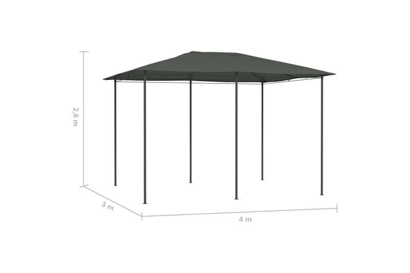 Paviljong 3x4x2,6 m antrasitt 160 g/m² - Antrasittgrå - Hagemøbler & utemiljø - Solbeskyttelse - Paviljong - Komplett paviljong