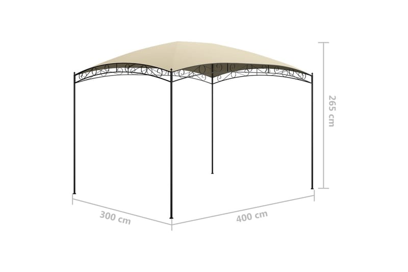 Paviljong 3x4x2,65 m kremhvit 180 g/m² - Krem - Hagemøbler & utemiljø - Solbeskyttelse - Paviljong - Komplett paviljong