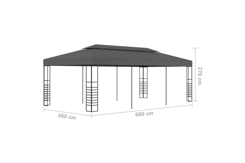 Paviljong 3x6 m antrasitt - Grå - Hagemøbler & utemiljø - Solbeskyttelse - Paviljong - Komplett paviljong