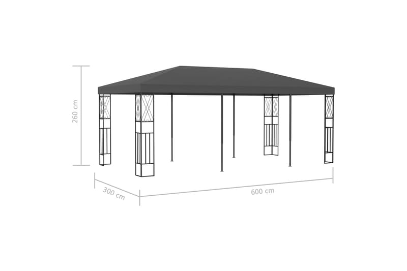 Paviljong 3x6 m antrasitt stoff - Hagemøbler & utemiljø - Solbeskyttelse - Paviljong - Komplett paviljong