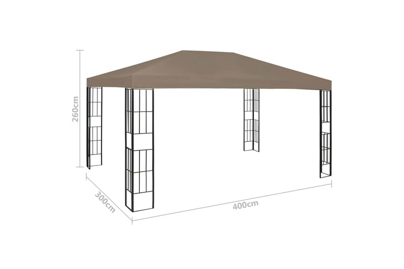 Paviljong 4x3 m gråbrun - Taupe - Hagemøbler & utemiljø - Solbeskyttelse - Paviljong - Komplett paviljong